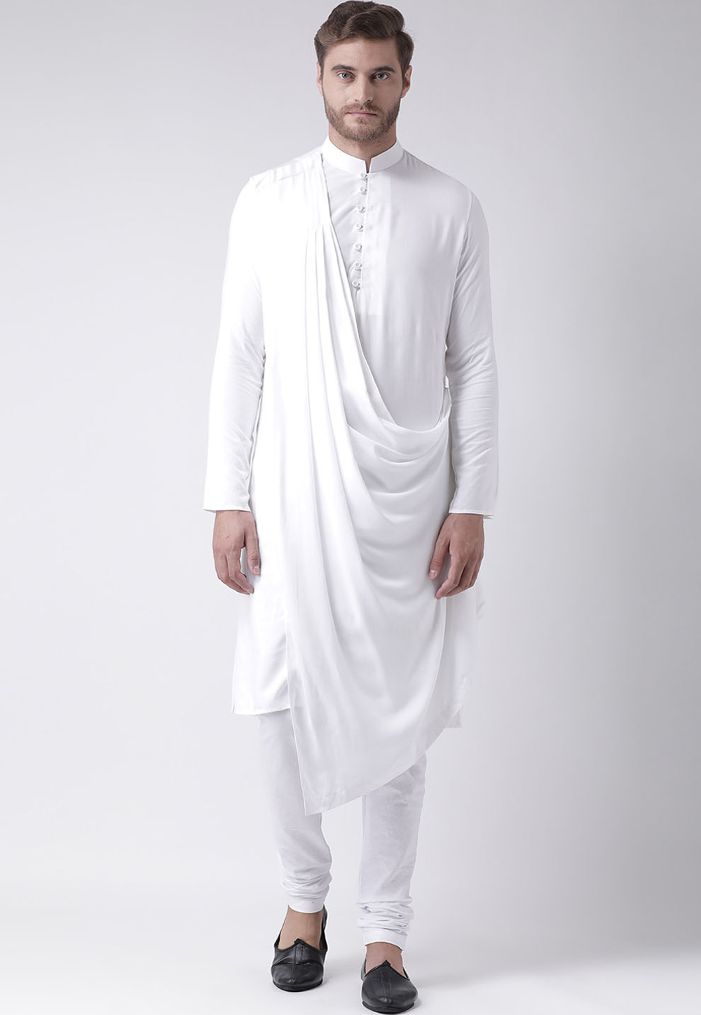 White Cotton Readymade Designer Kurta Pajama 200223