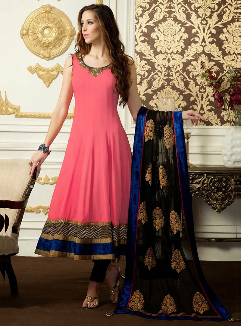 Pink Satin Anarkali Suit 106275