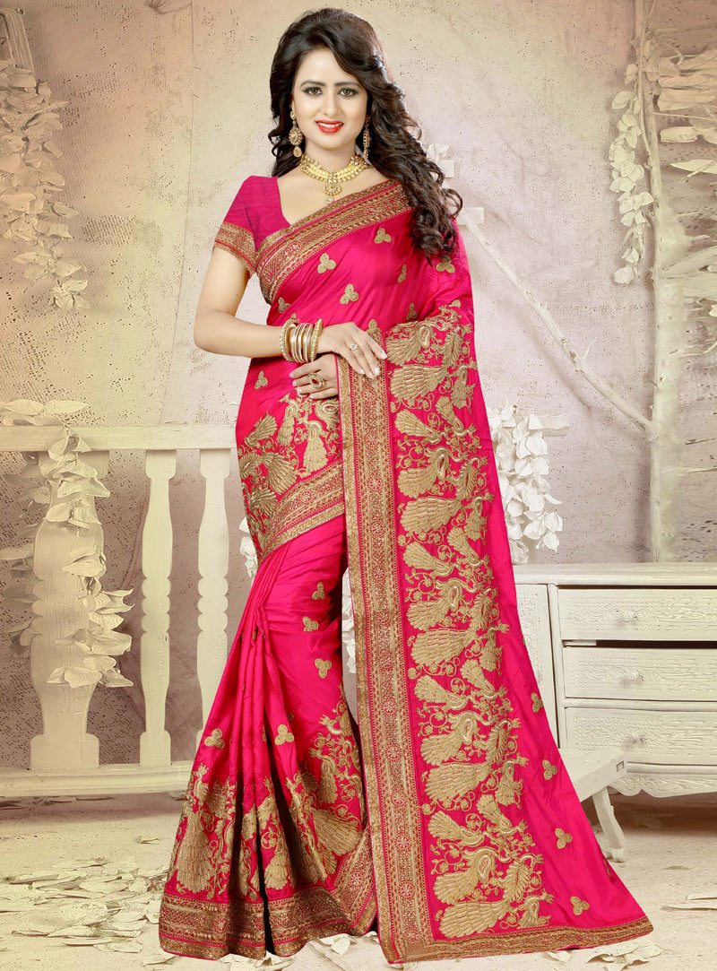 Magenta Silk Saree With Blouse 92830