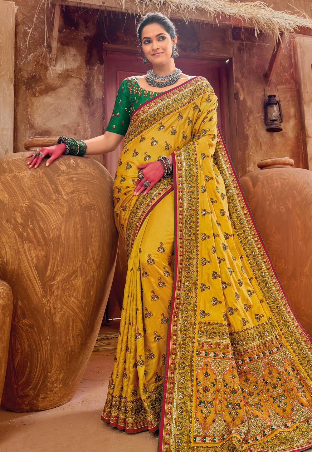 Yellow Banarasi Silk Saree 272770