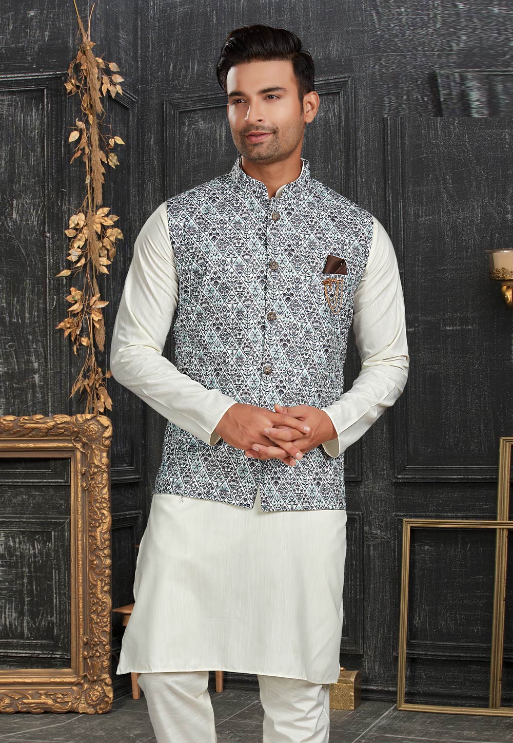 Cotton kurta pajama with on sale jacket