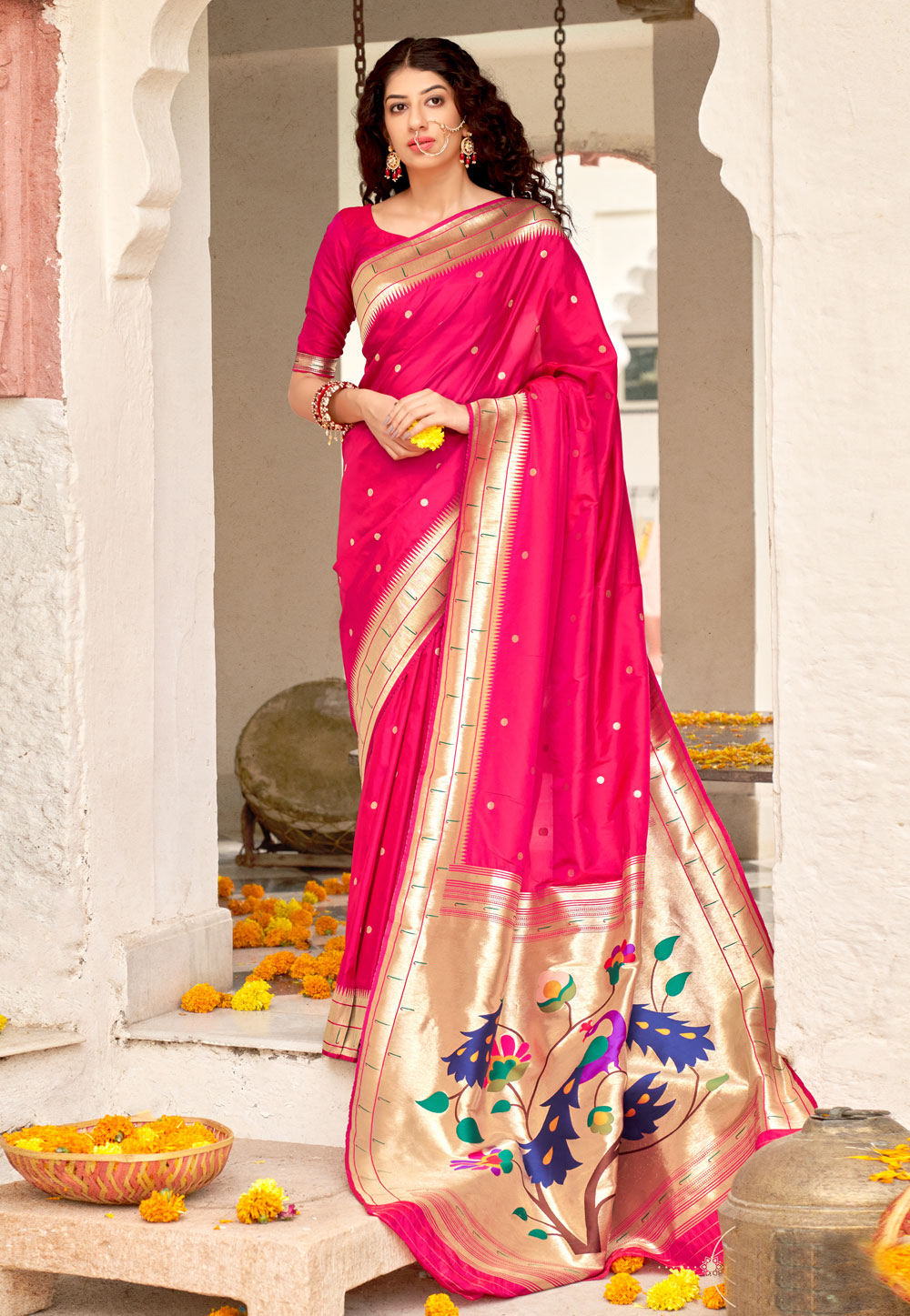 Pink Banarasi Silk Paithani Saree 237259