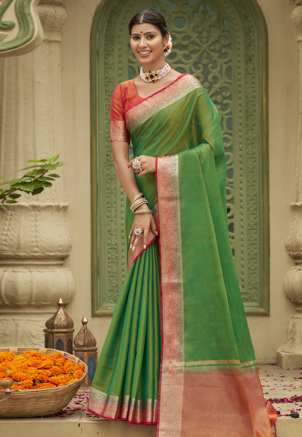 Green Tussar Silk Saree With Blouse 269665