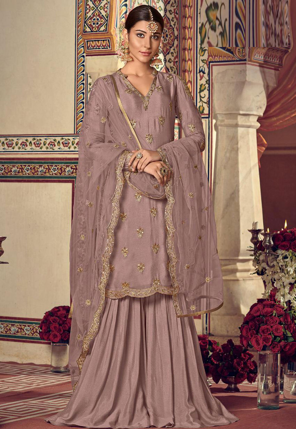 Light Purple Georgette Sharara Suit 161961