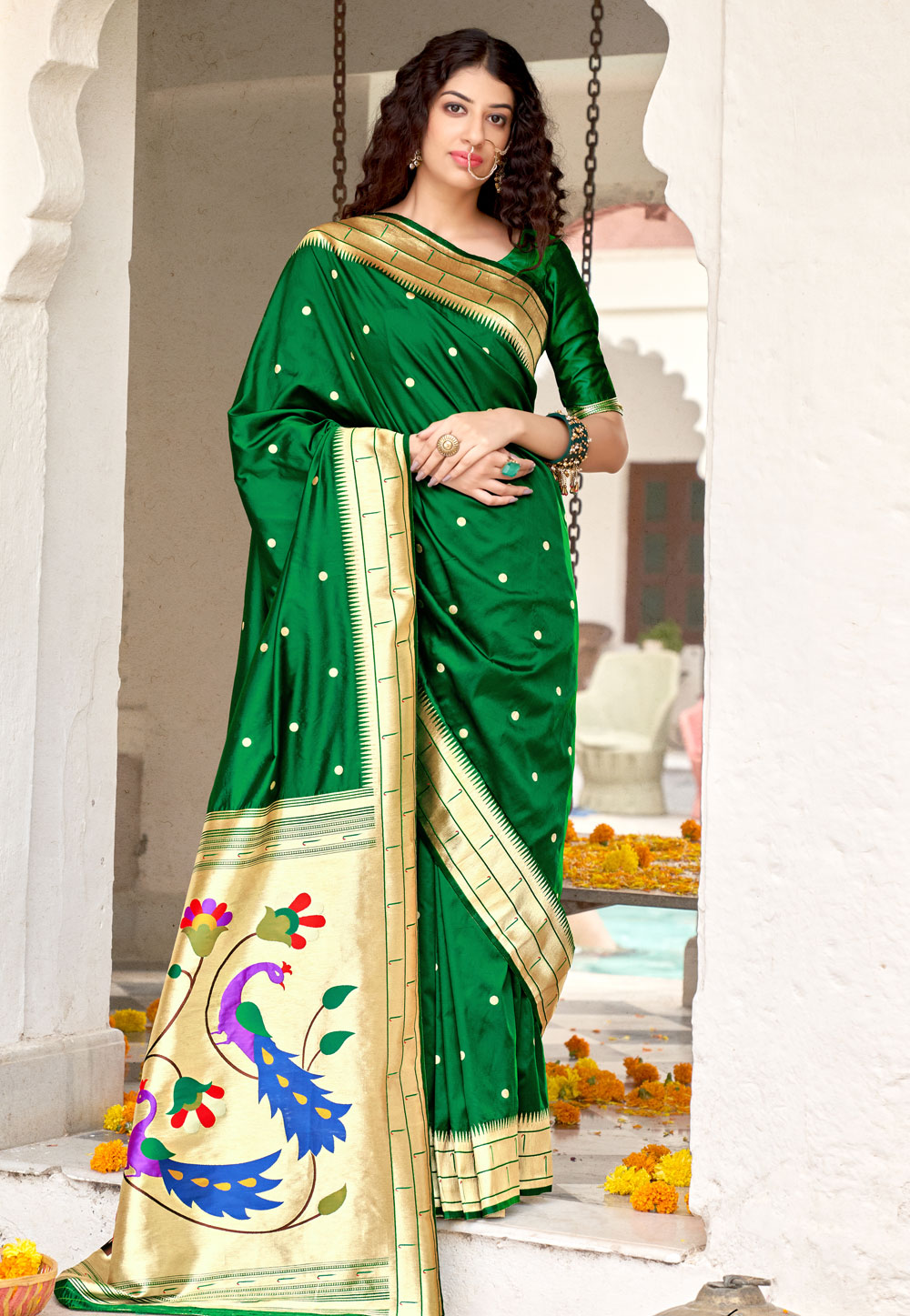 Green Banarasi Silk Paithani Saree 237262