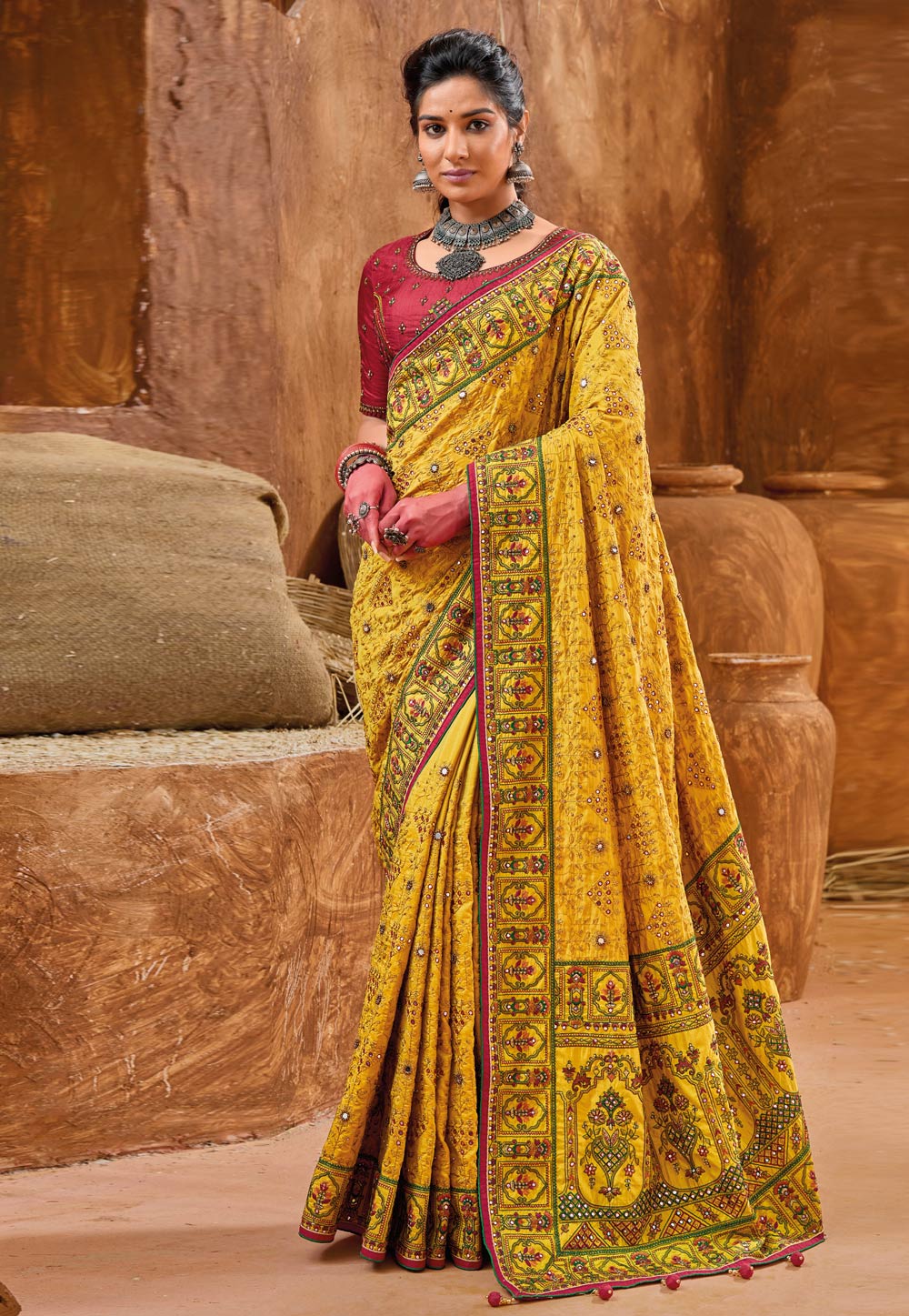 Yellow Banarasi Silk Saree 272774