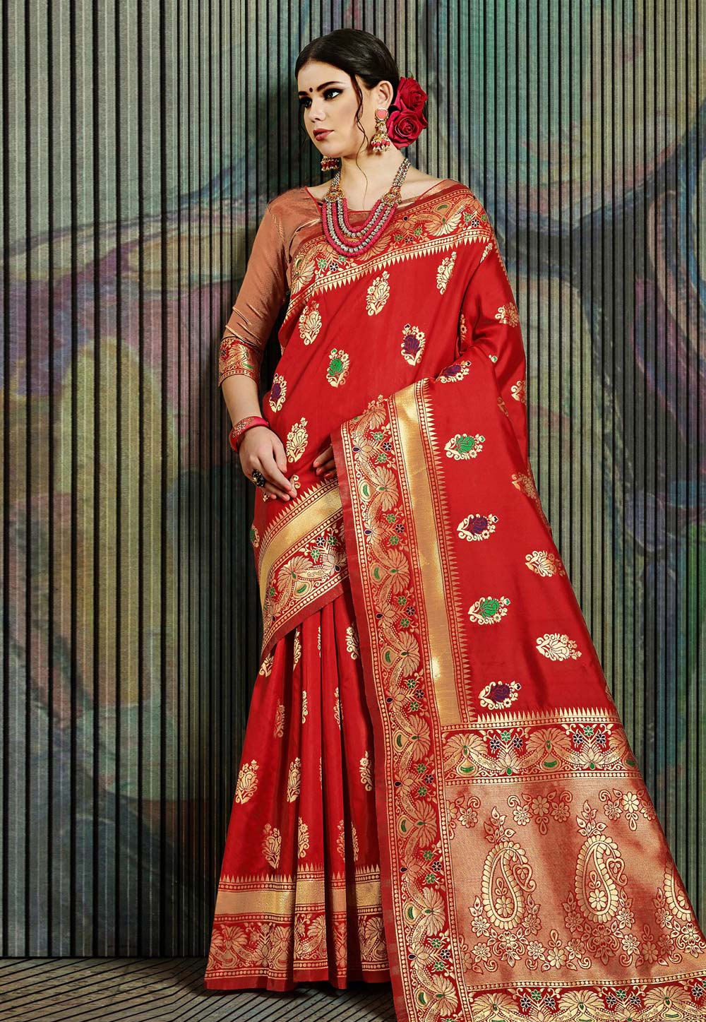Red Art Silk Saree With Blouse 193881