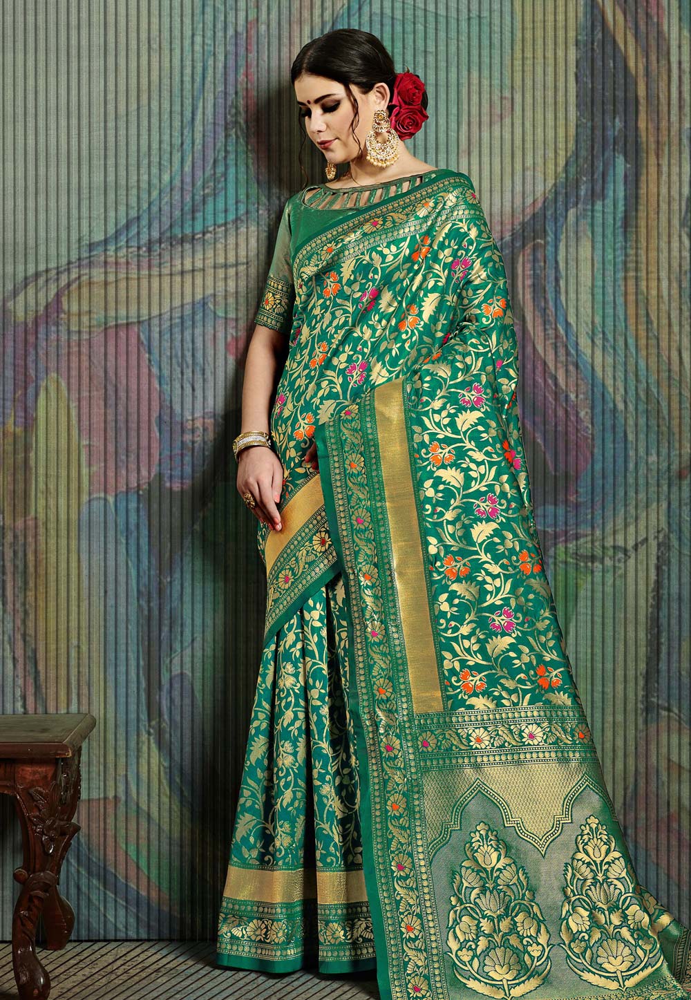Green Art Silk Saree With Blouse 193885