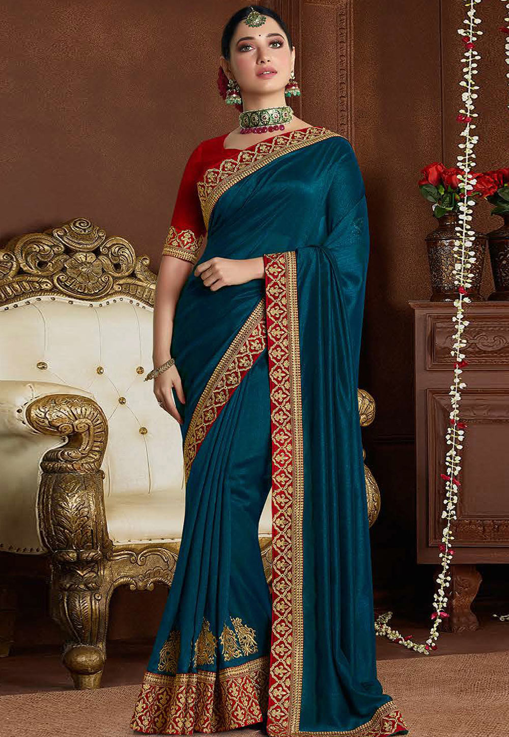Tamannaah Bhatia Blue Silk Bollywood Saree 178020