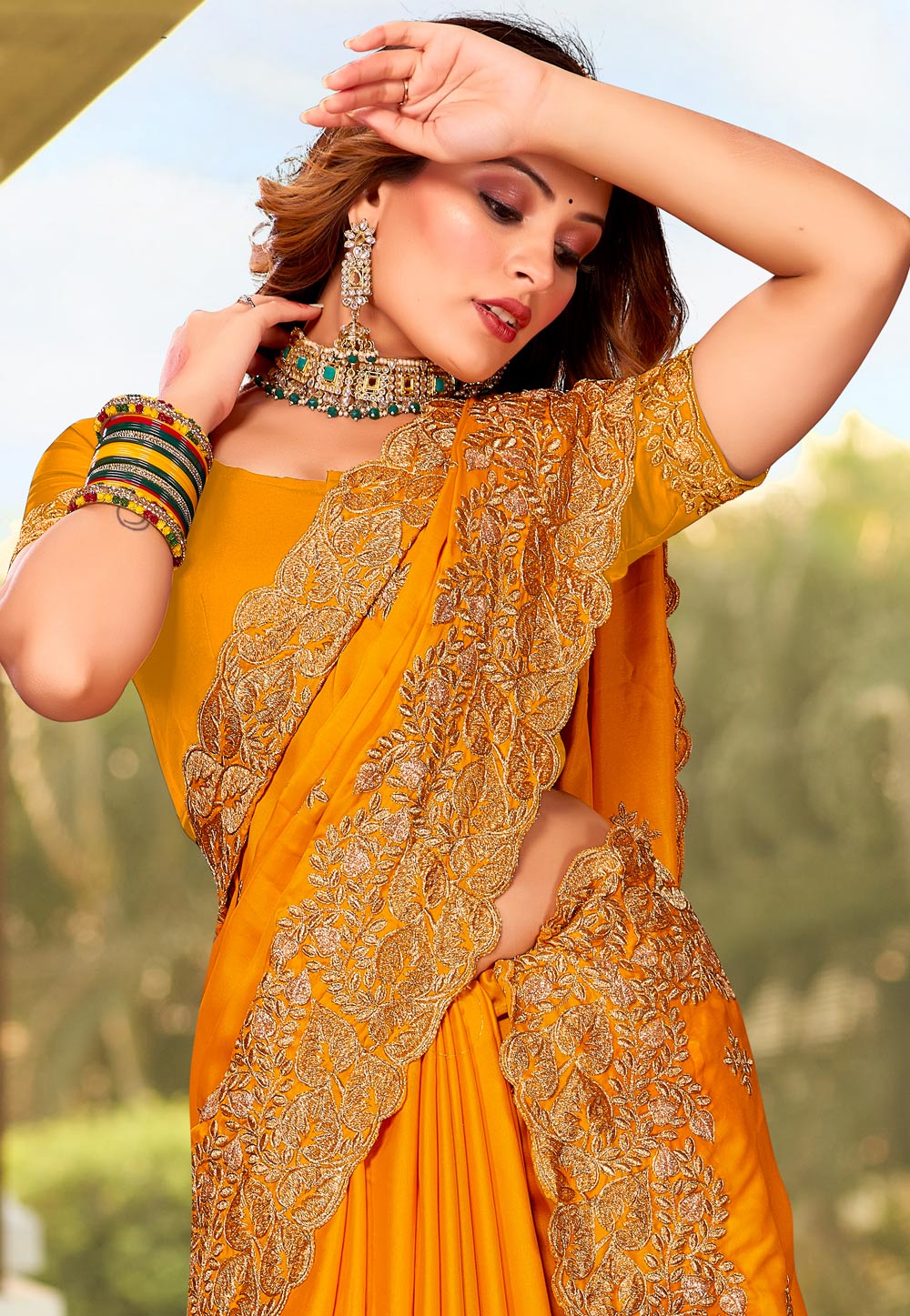 Women Satin Saree Petticoat Orange underskirt, skirt indian sari inner