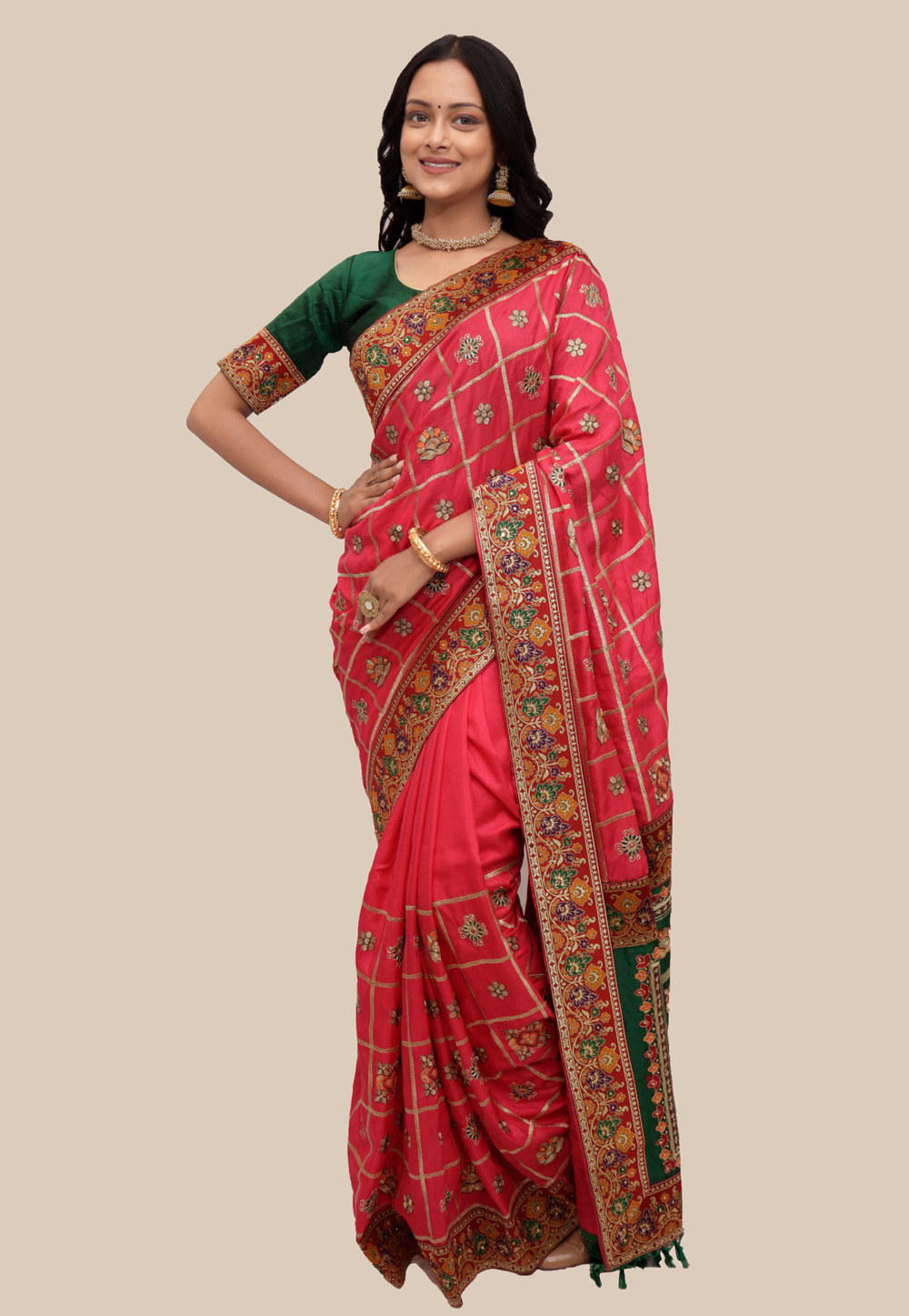Pink Patola Silk Saree With Blouse 224211