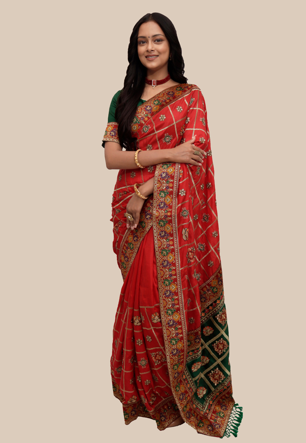 Red Patola Silk Saree With Blouse 224212