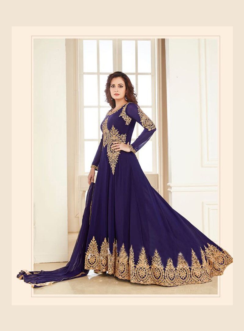 Dia Mirza Blue Georgette Designer Anarkali Suit 77261