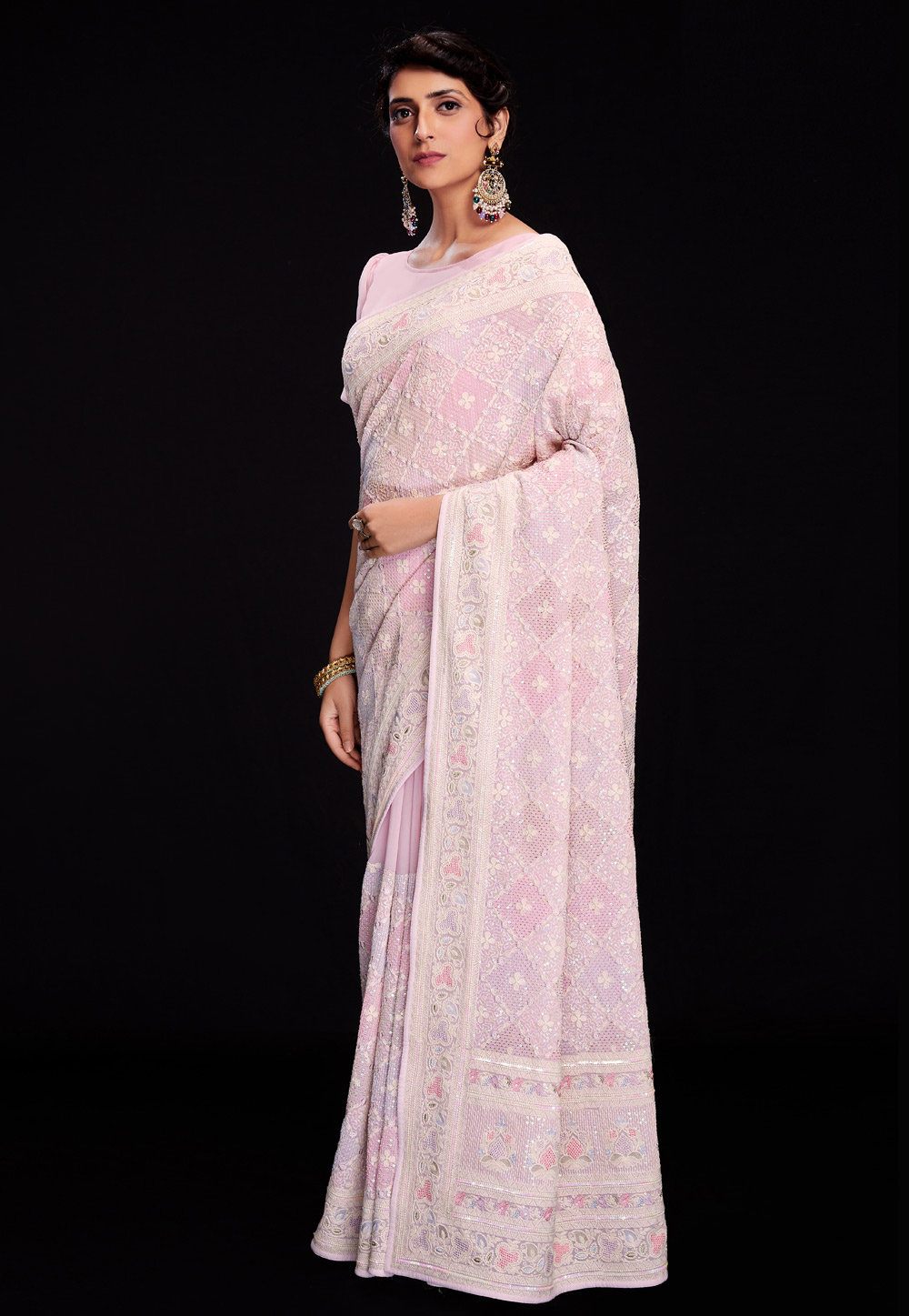 Pink Georgette Saree With Blouse 266014