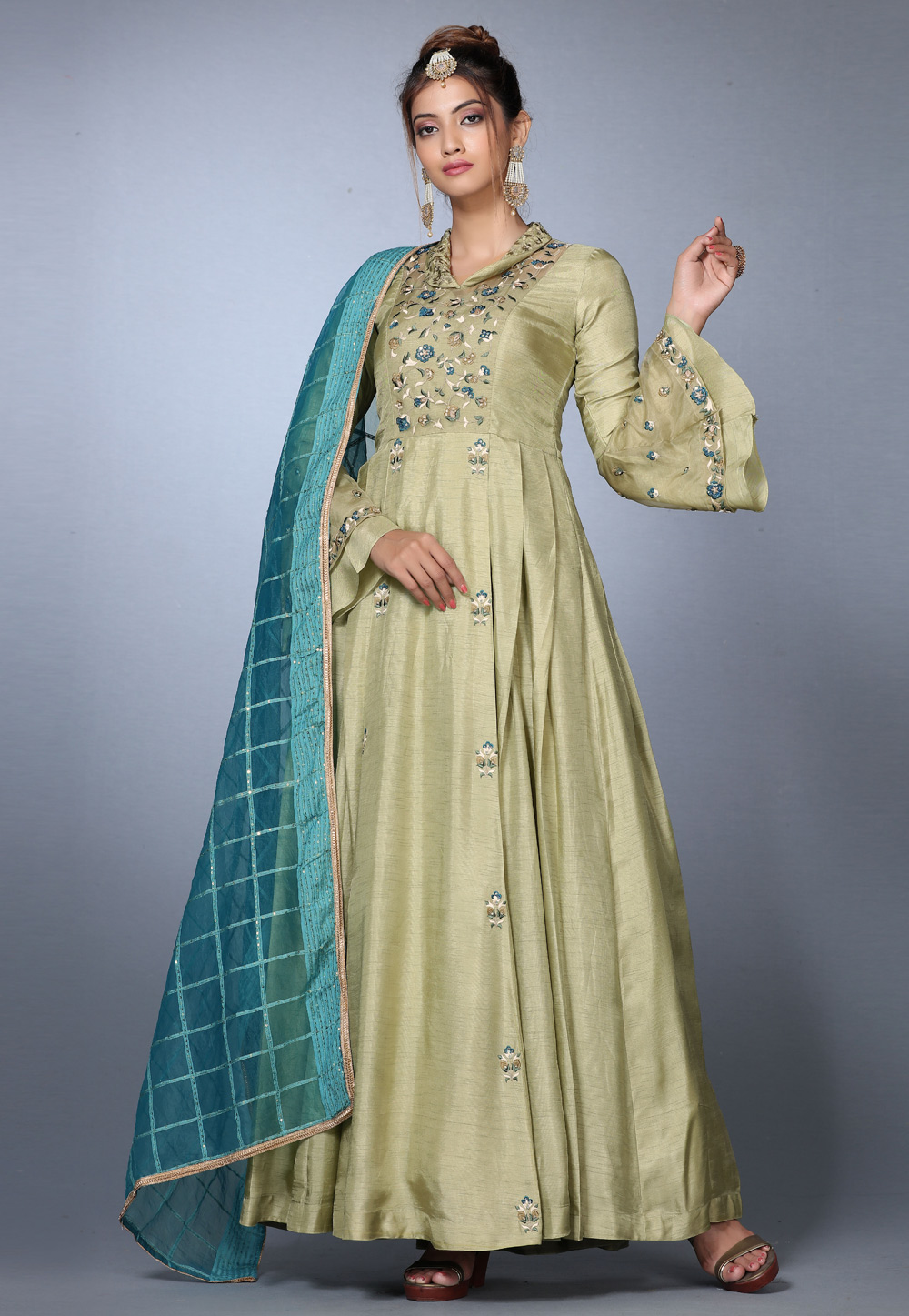 Light Green Silk Anarkali Suit For Wedding 271145