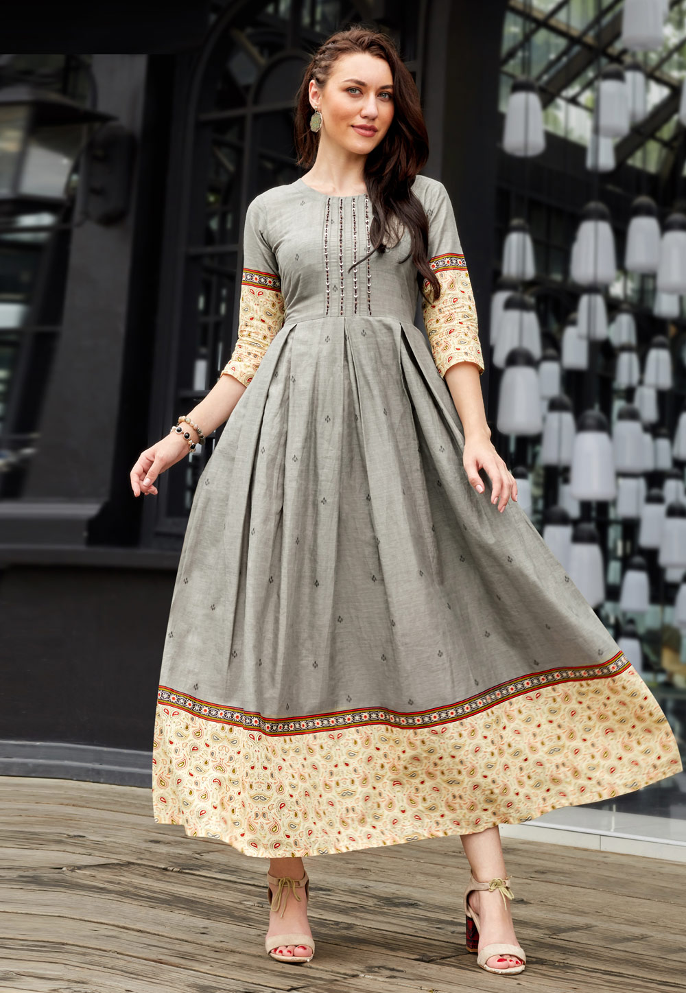 Grey Cotton Long Tunic 266510
