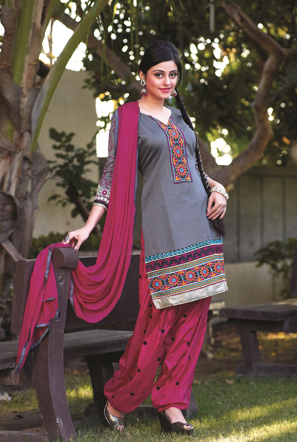 Grey Banarasi Jacquard Punjabi Suit 56507