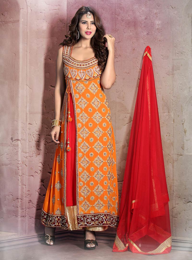 Orange Georgette Designer Anarkali Suit 59721