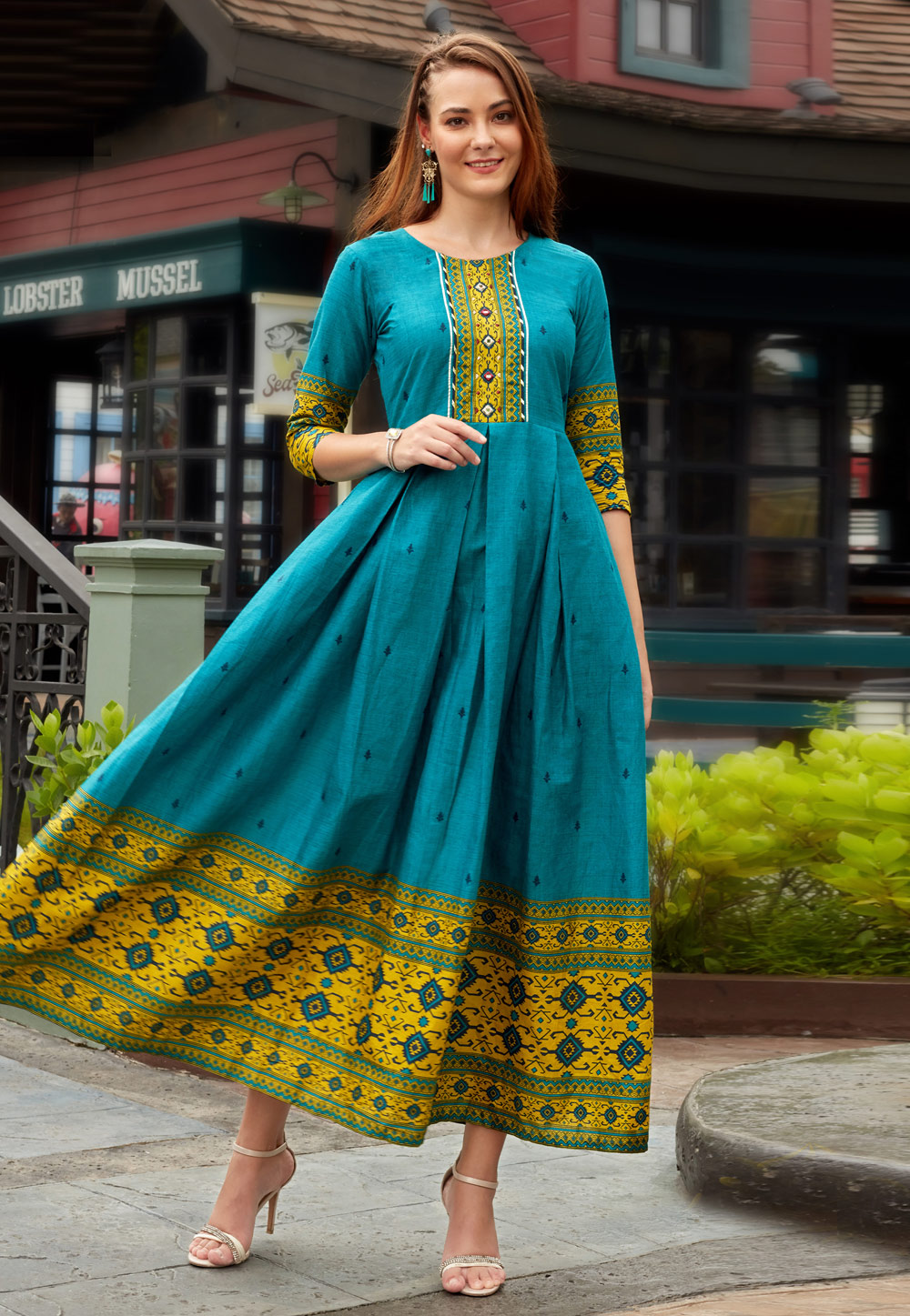 Teal Cotton Long Tunic 266512