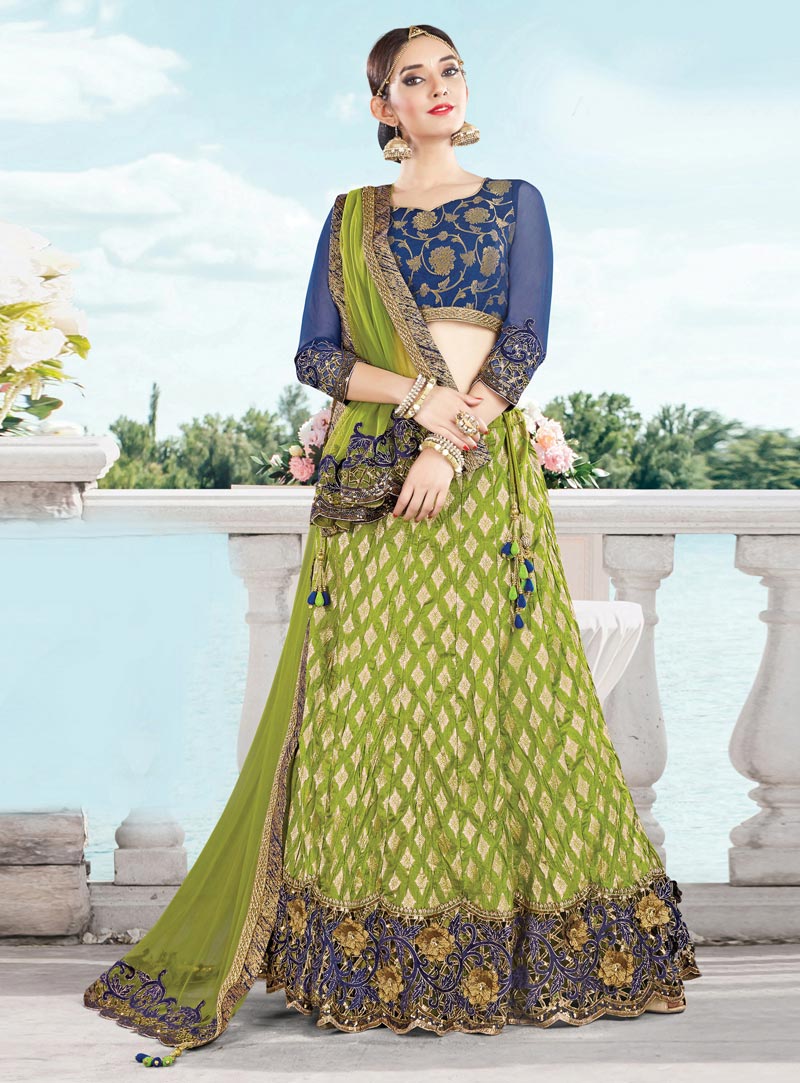 Light Green Silk Wedding Lehenga Choli 81062