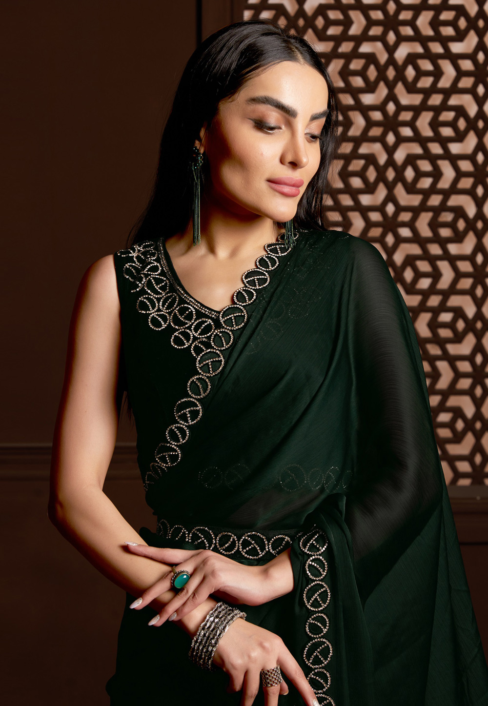 Pastel Green Woven Zari Satin Saree