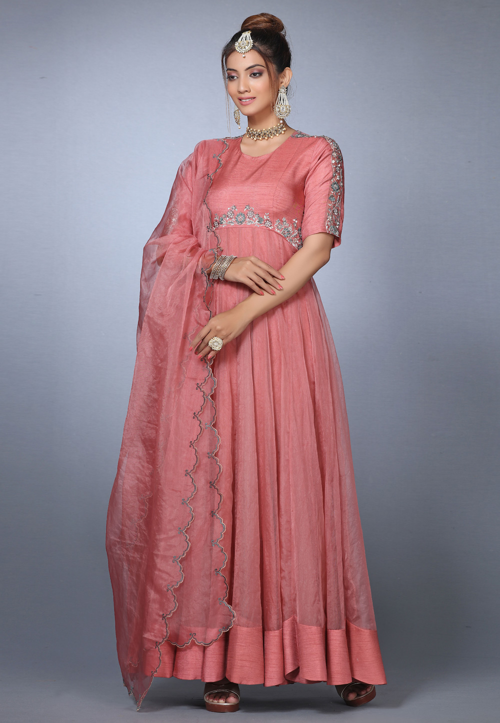 Pink Silk Long Anarkali Salwar Suit 271163