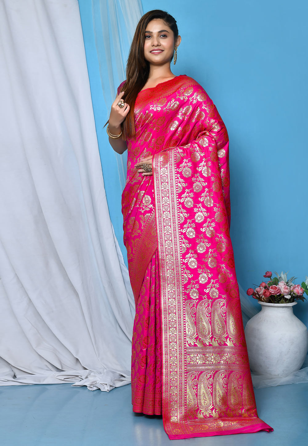 Pink Art Silk Saree With Blouse 267820