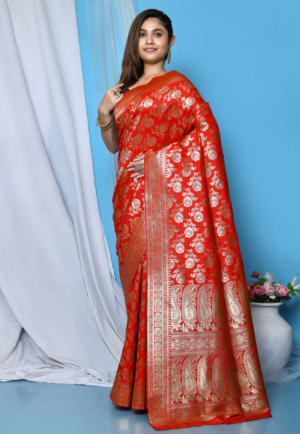 Red Art Silk Saree With Blouse 267823