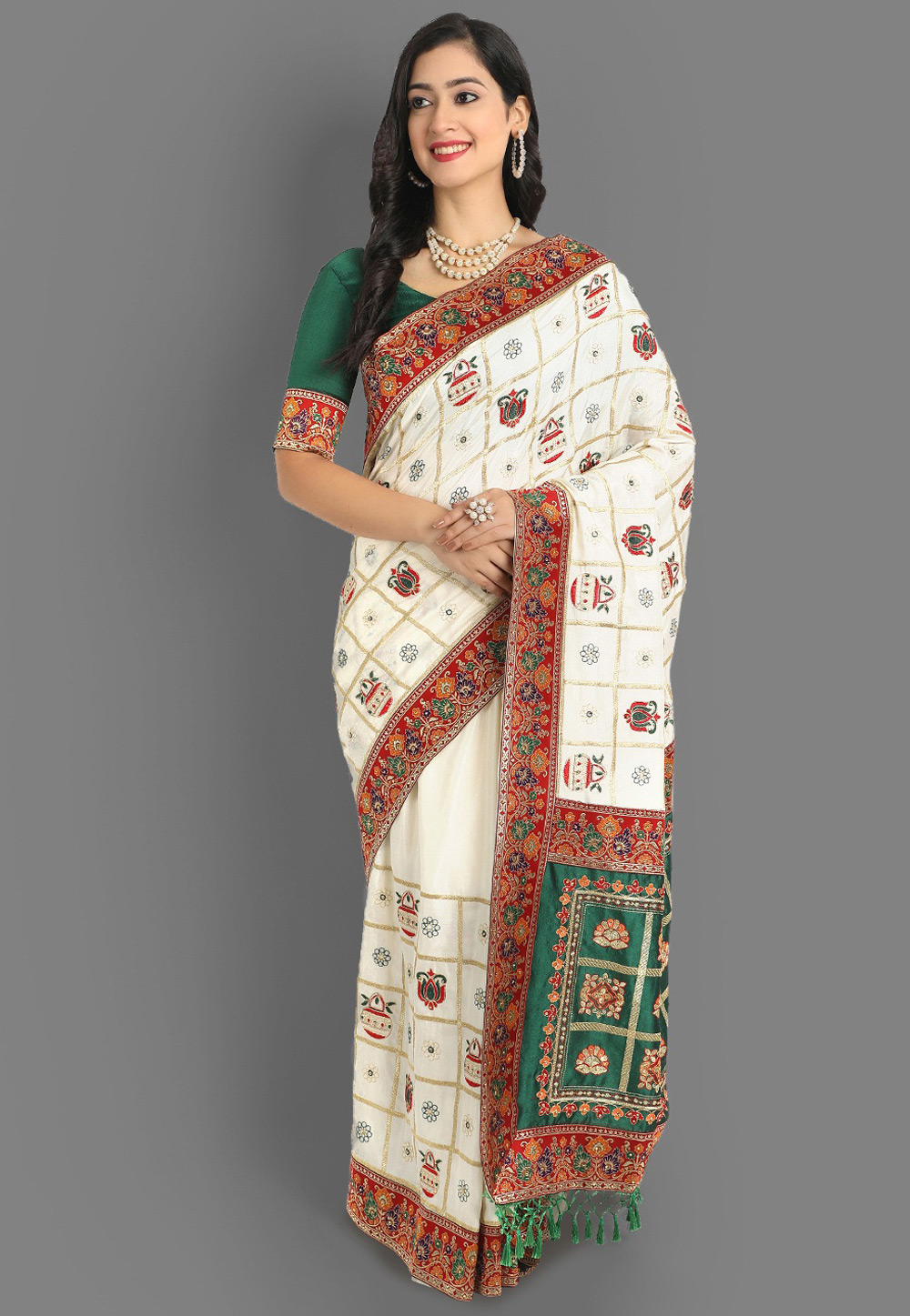 Off white hotsell soft silk saree