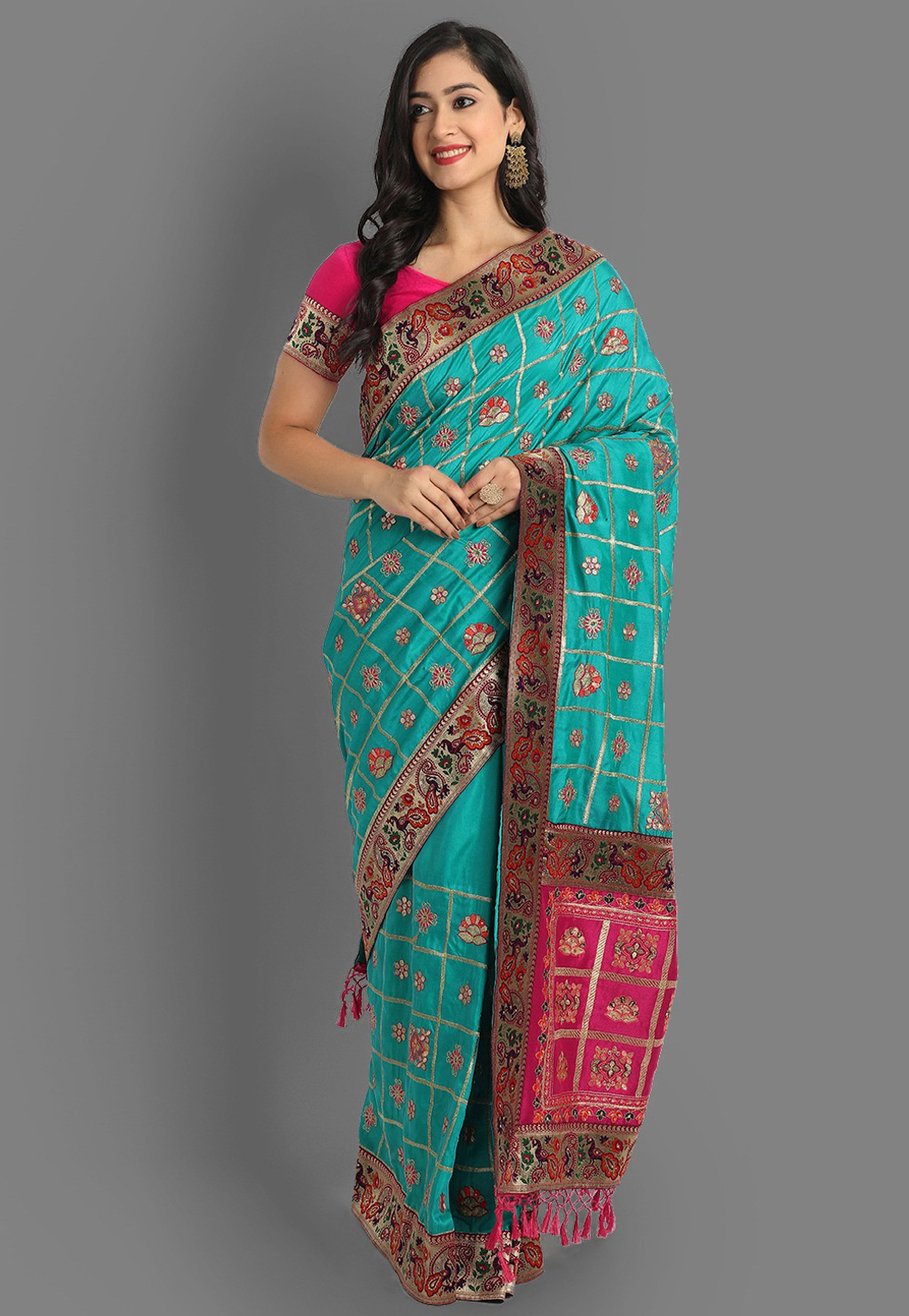 Turquoise Soft Silk Saree With Blouse 232232