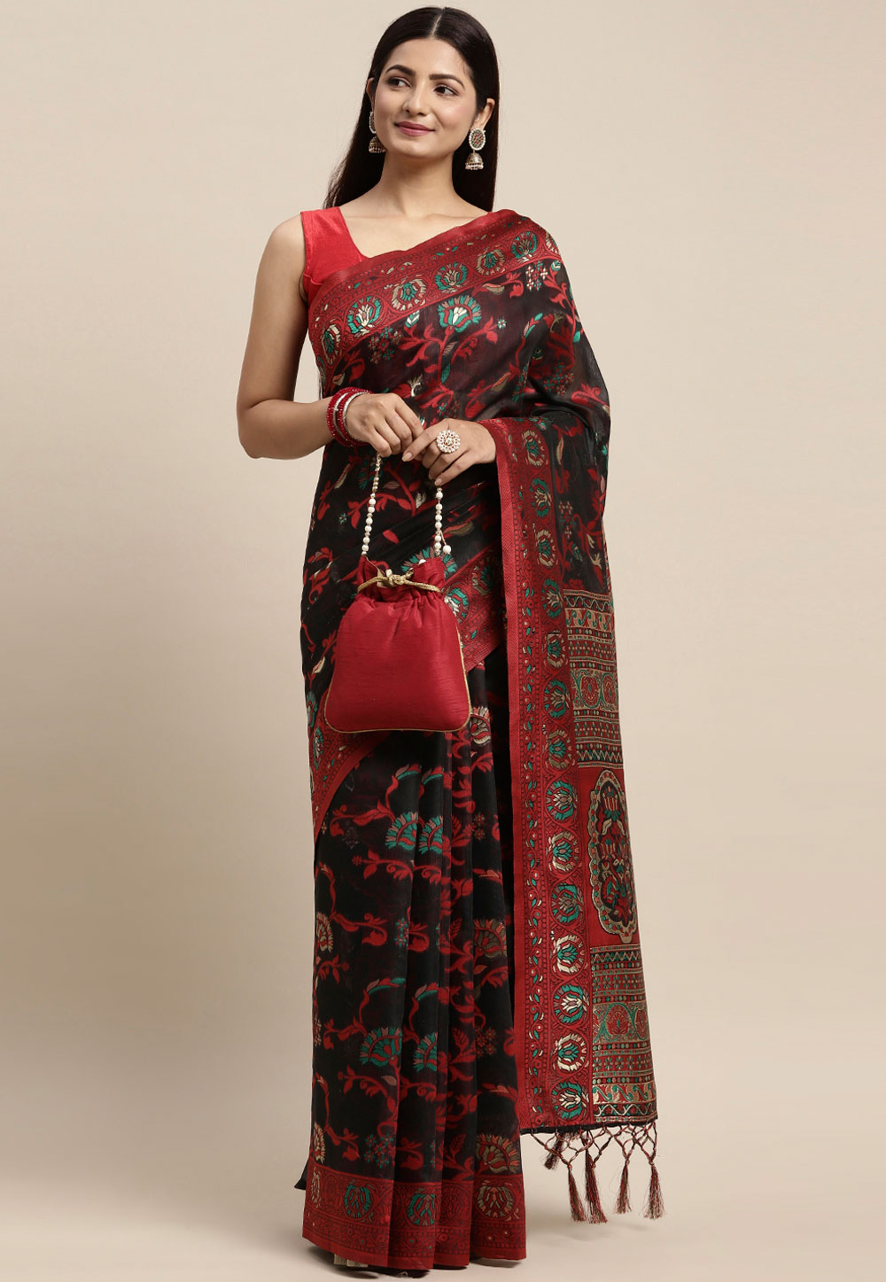 Black Cotton Saree With Blouse 262821
