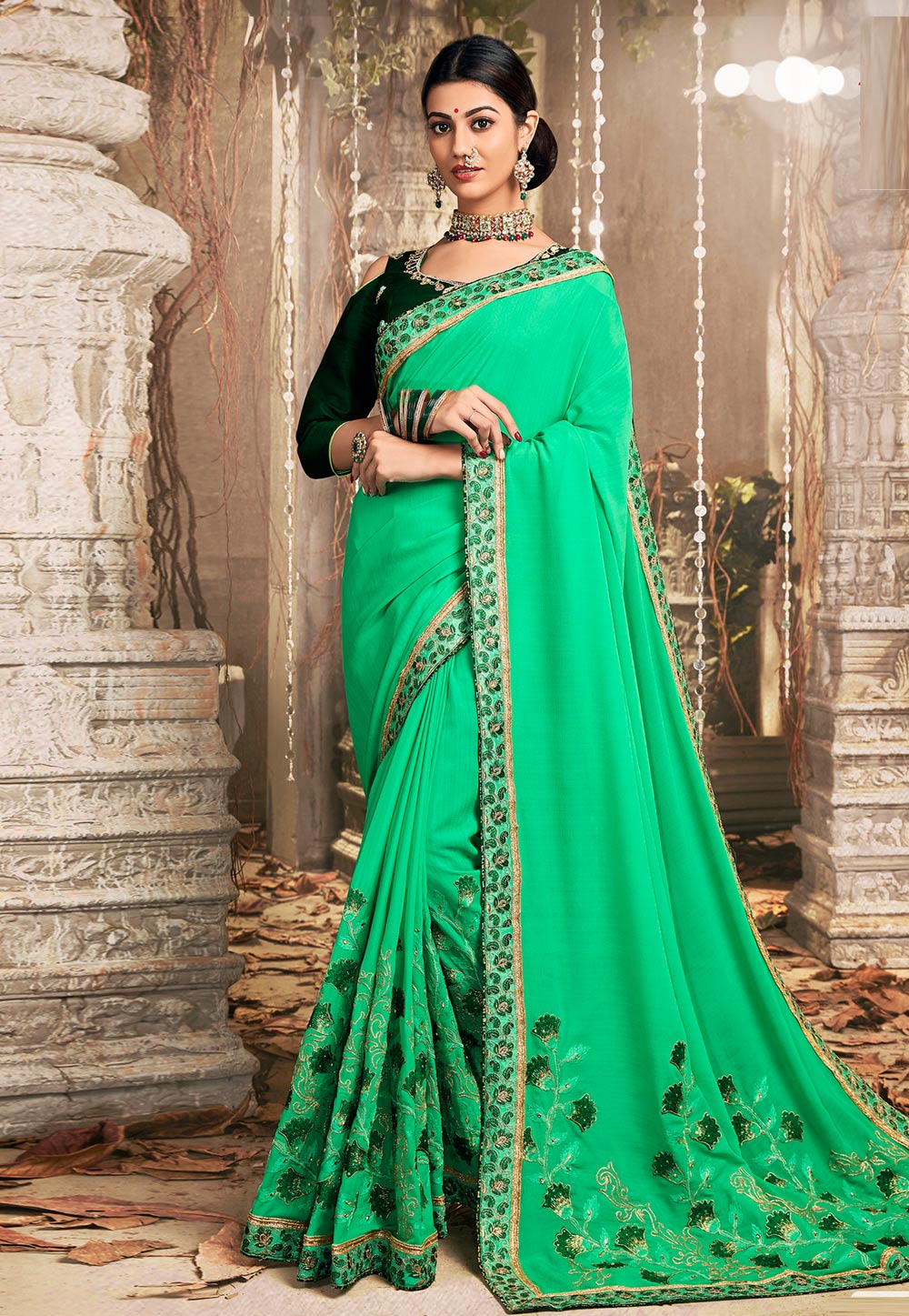 Light Green Chanderi Silk Saree With Blouse 195831
