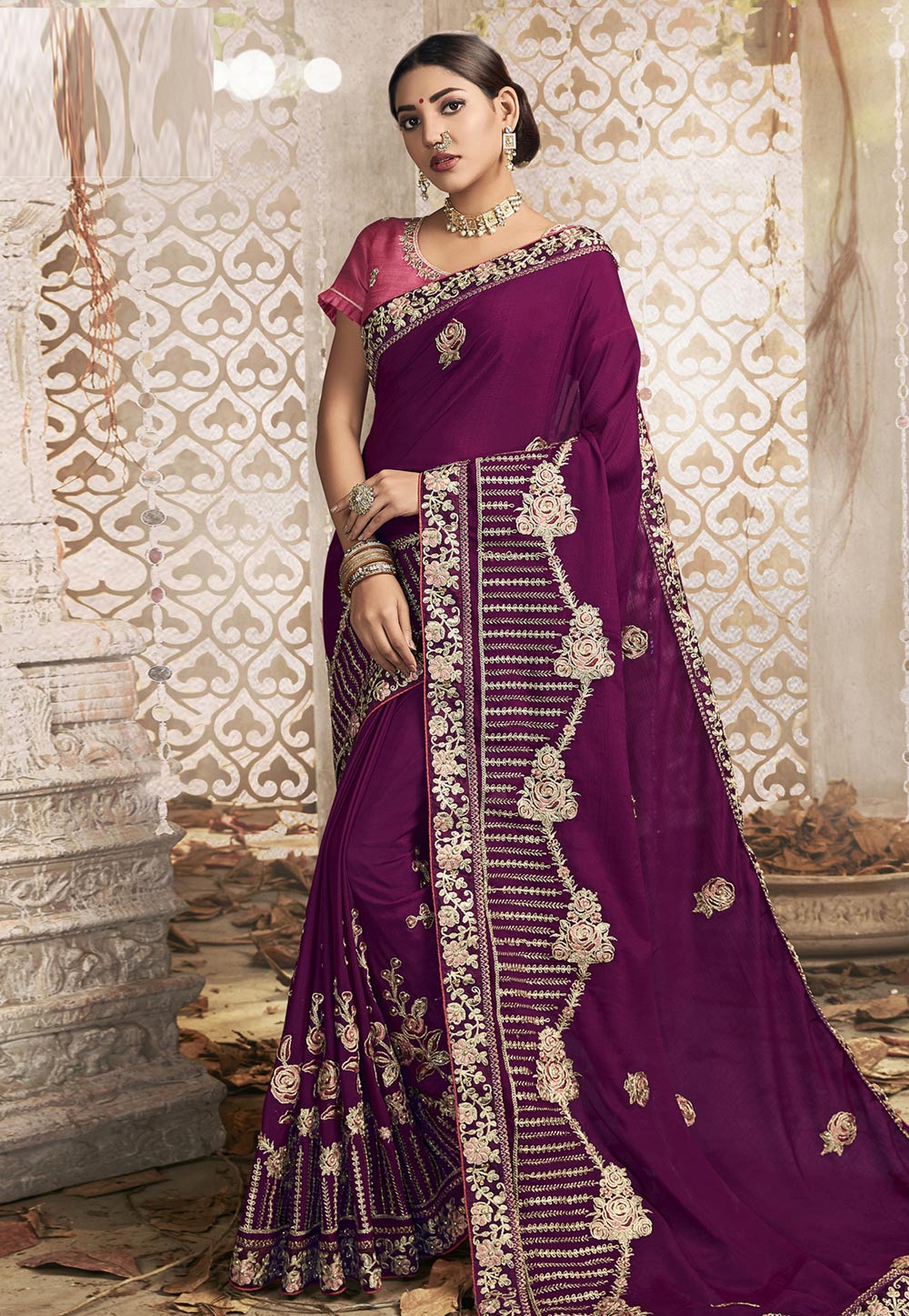 Purple Chanderi Silk Festival Wear Saree 195832