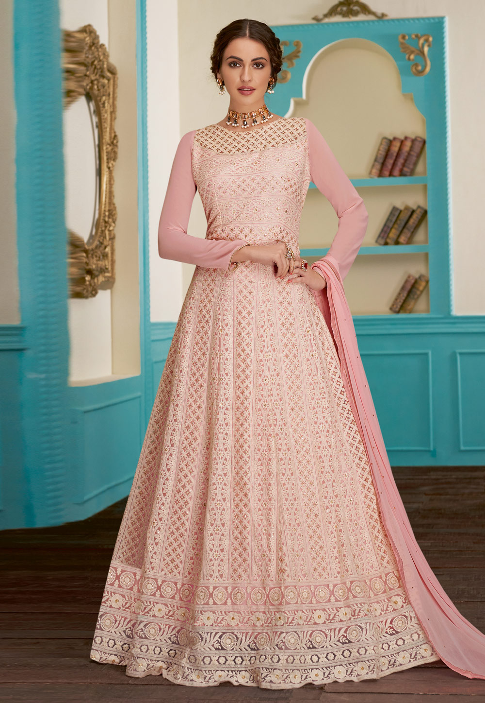 Pink Georgette Floor Length Anarkali Suit 190337