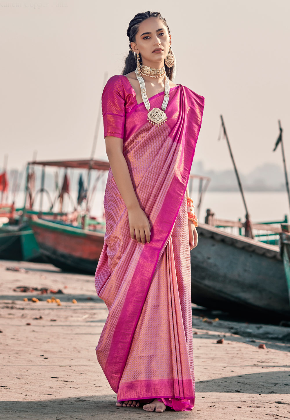 Pink Silk Saree With Blouse 258484