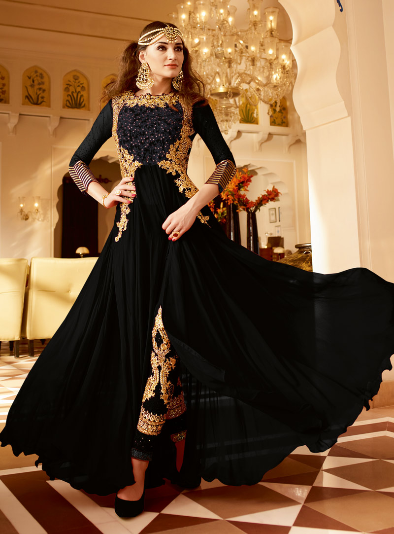 Black Georgette Designer Anarkali Suit 83003