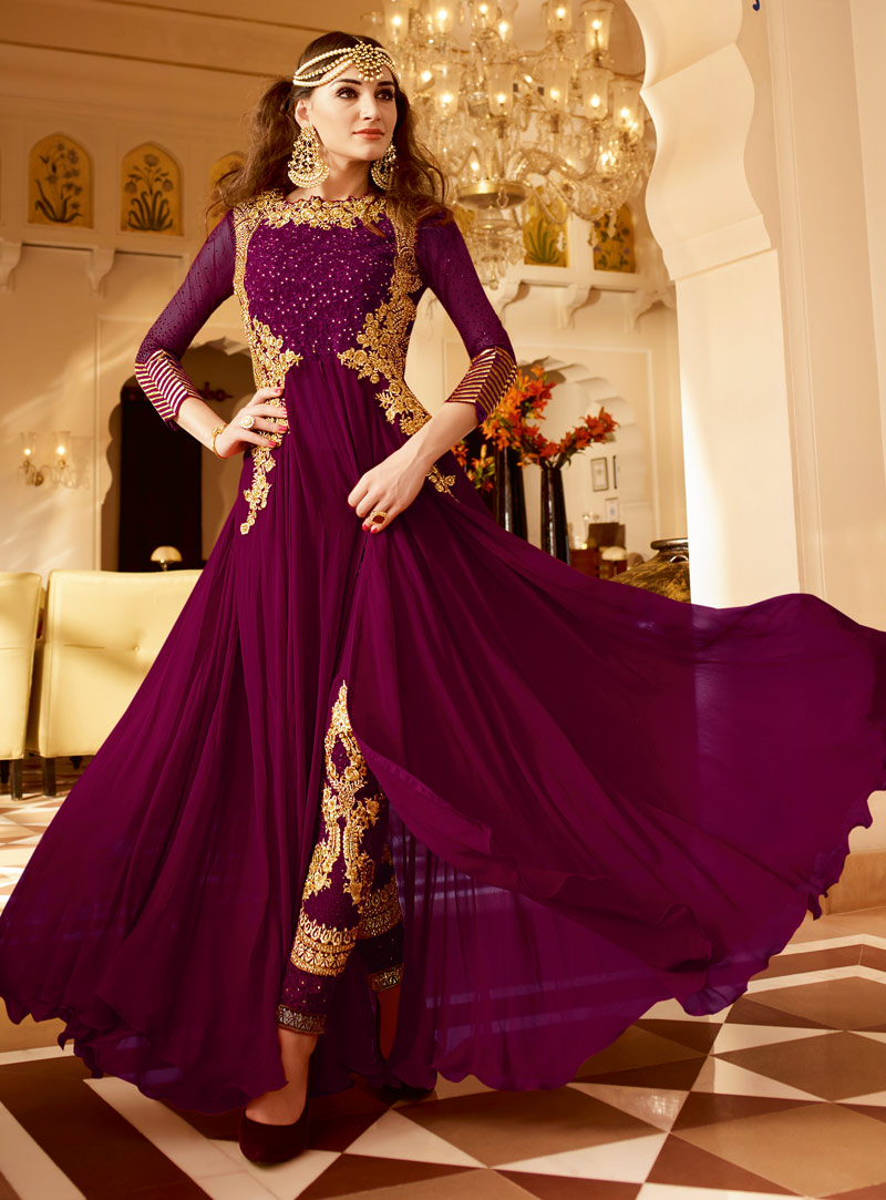 Purple Georgette Designer Anarkali Suit 83005