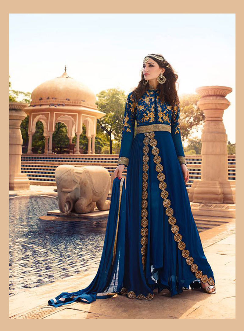 Blue Georgette Designer Anarkali Salwar Kameez 77576