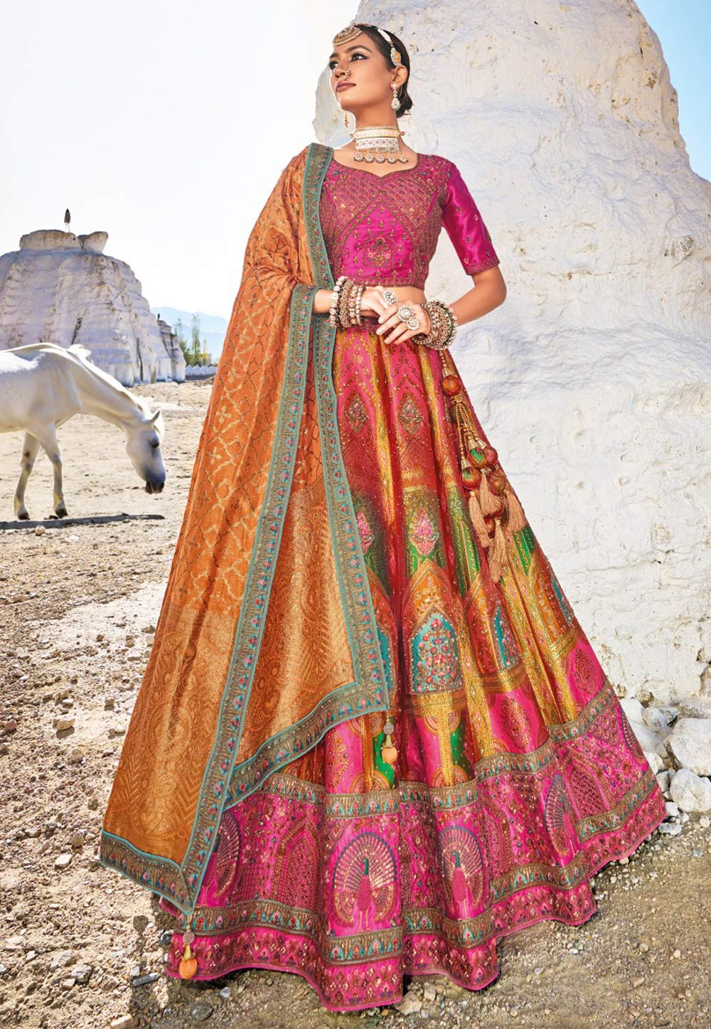 Multicolor Banarasi Silk Lehenga Choli 274848