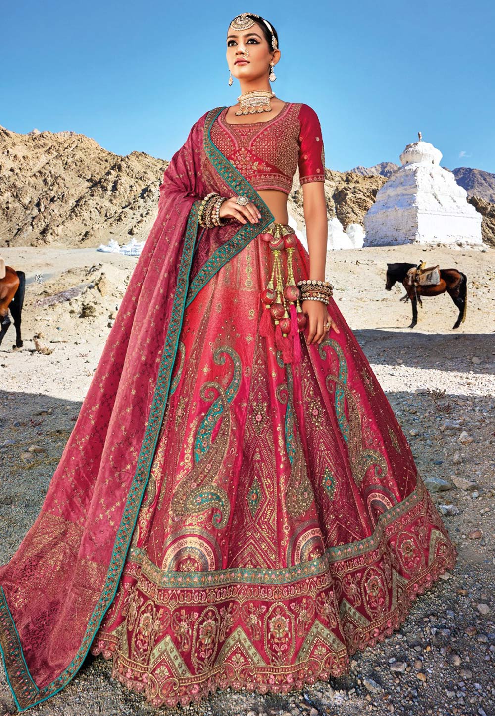 Pink Banarasi Silk Wedding Lehenga Choli 274849