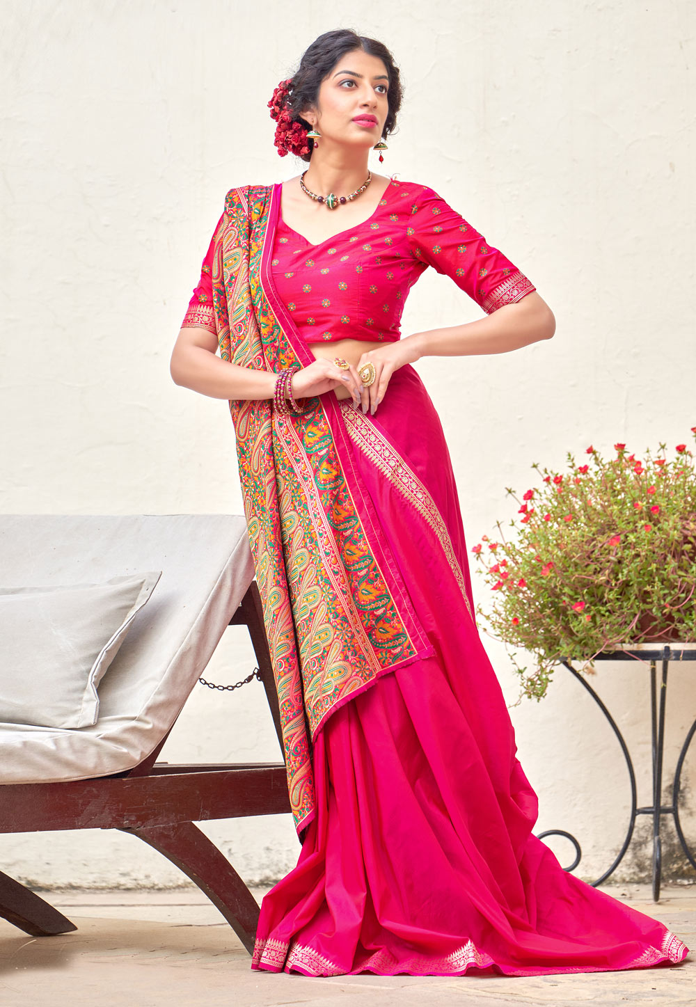 Pink Banarasi Silk Festival Wear Saree 236581