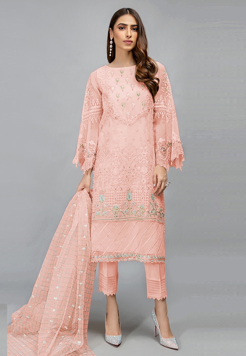 Pink Organza Pakistani Suit 252365
