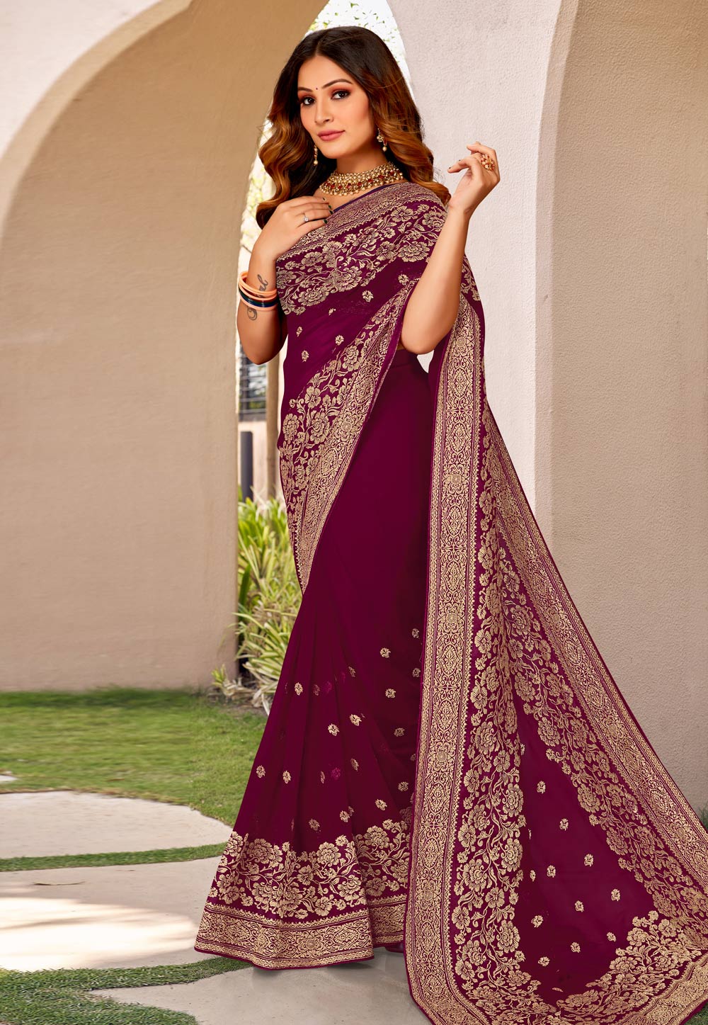 Purple Georgette Saree With Blouse 268002