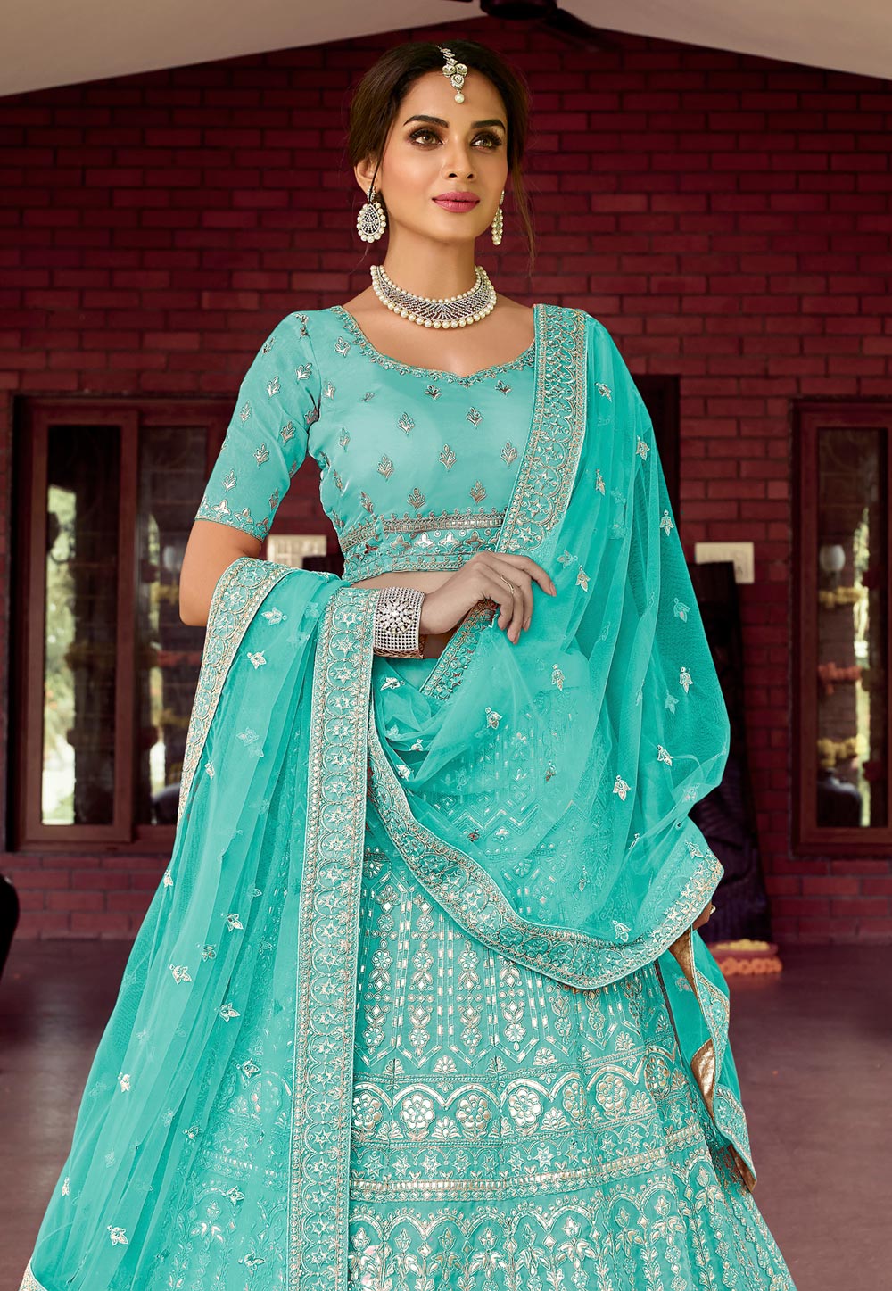 Buy Firozi Colour Designer Paithani Silk Jacquard Zari Weaving Work Lehenga  Choli South Indian Lehenga Choli Party Wear Lehenga Banarasi Lehenga Online  in India… | Silk lehenga, Party wear lehenga, Indian lehenga