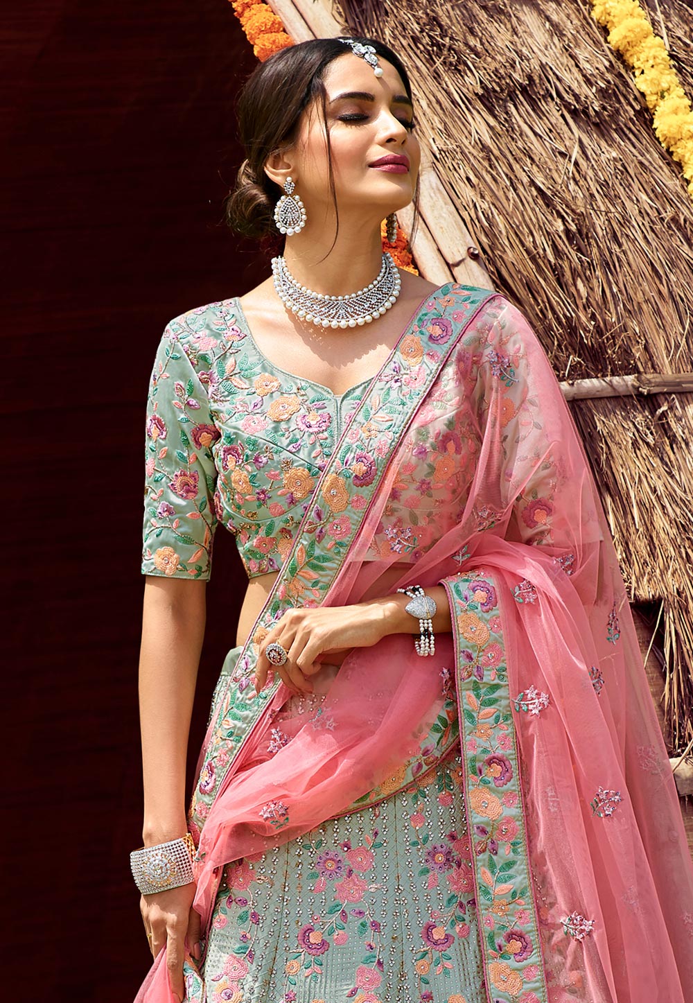 Turquoise Indian Pakistani Wedding Palazzo Suit In Georgette SFZ133163 –  Siya Fashions