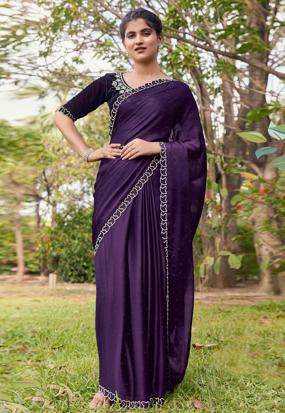 Purple 💜 Wedding silksaree with contrast blouse designs / Purple Silk saree  designs 😍👌/Smart Fashion - YouTube