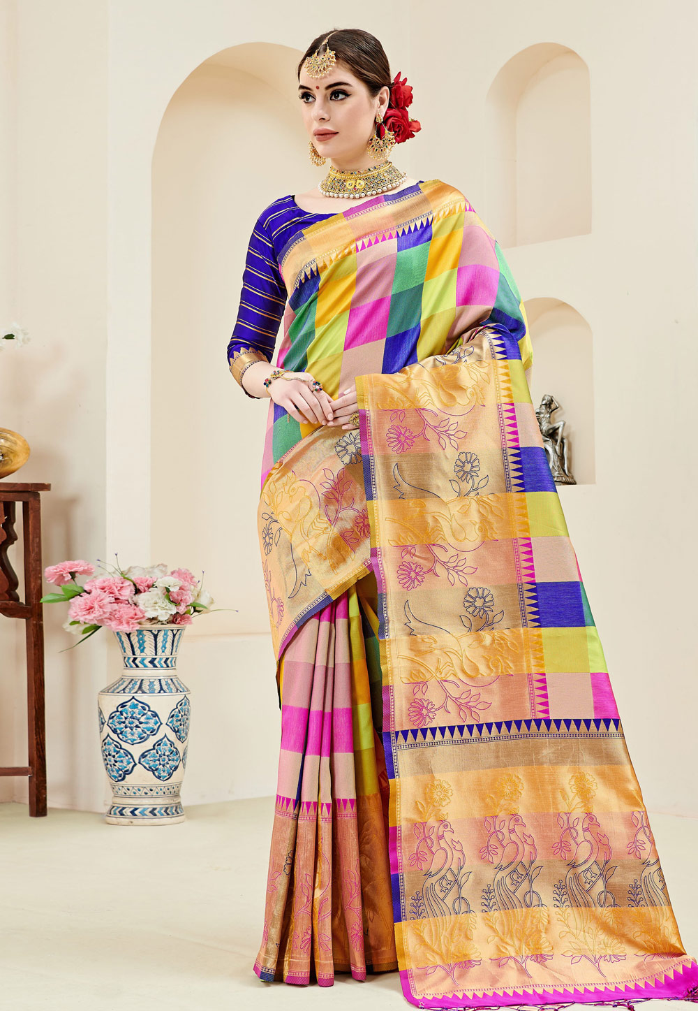 Yellow Kanjivaram Silk Saree With Blouse 181046