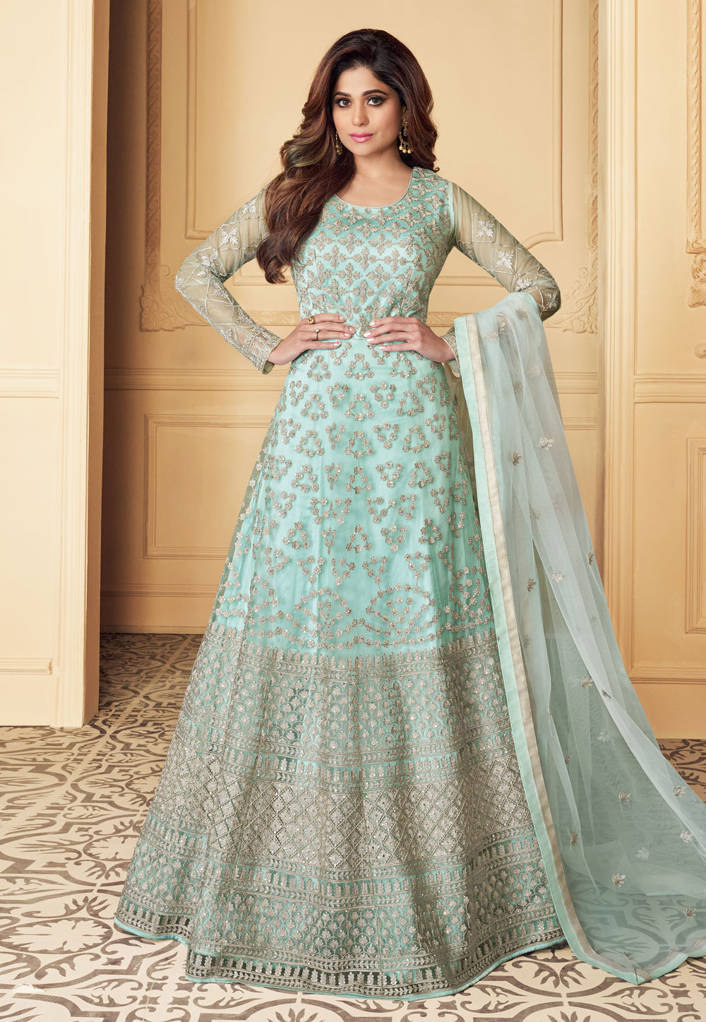 Shamita Shetty Aqua Net Floor Length Anarkali Suit 205535
