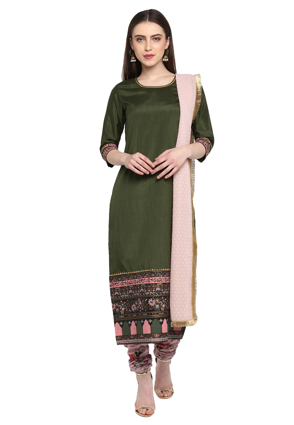 Green Silk Churidar Salwar Suit 197560