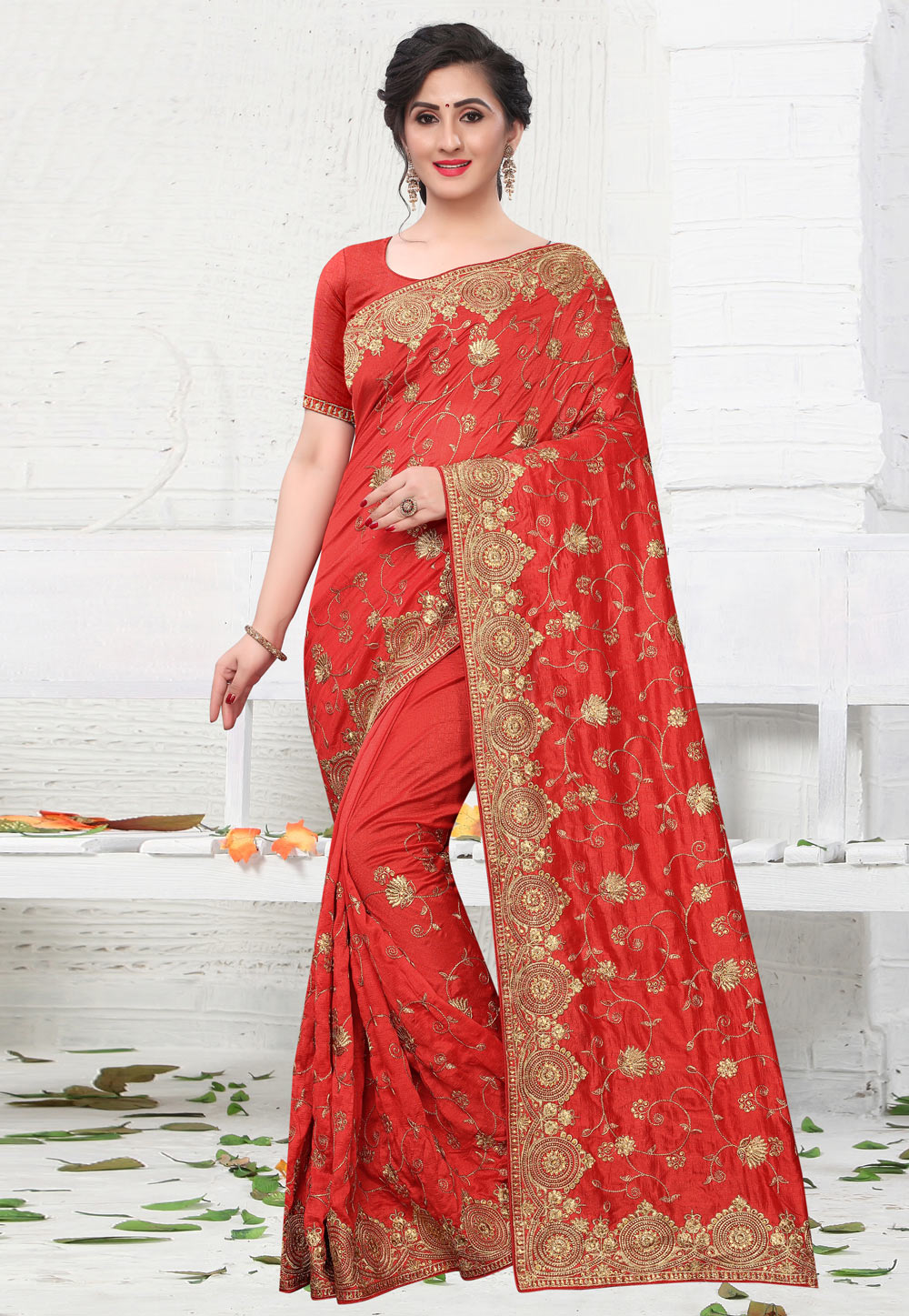 Red Silk Saree With Blouse 210565